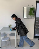 Length parachute washed denim pants