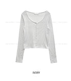 Minute Dot U-Neck Long Sleeve Cardigan