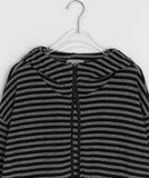 [unisex] Konekin two-way striped over knit hooded zip-up