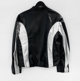 Curring Color Matching Leather Jacket