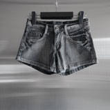 Fade pocket raw denim shorts