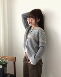 Sone Nordic Round Neck Long Sleeve Knit Cardigan