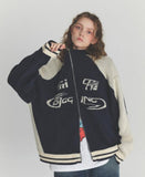 [2-WAY] Curved Block Knit Zip-Up