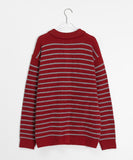 [unisex] Hentini Stripe Collar Button Over Knit Cardigan