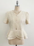 Hene V-neck Bokashi Peplum Jacket Blouse