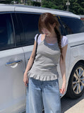 Bohol Dot Frill Halterneck Layered Sleeveless