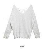 Summer Over Back Eyelet V-Neck Knit