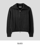 Baguette two-way cable knitwear zip-up