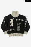Rabbit knit zip-up sweater