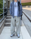 Snap button nylon pants