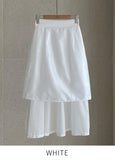 French Check See-Through Banding Flare Long Skirt