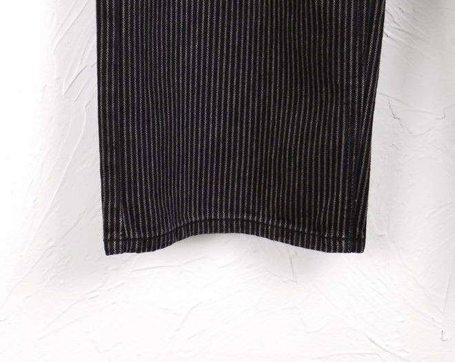 【WONDER WONDER】Kilo Black Stripe Long Wide Denim Pants wonderwonder - Kilo black striped long wide denim pants