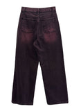 Deep burgundy washed wide denim