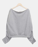 Tempu Star Studded Sleeve Shirred Off-Shoulder Sweatshirt
