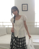 Kawi Frill Check Cancan Long Skirt
