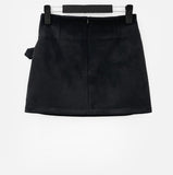 Ahin Belt Suede Miniskirt