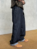Non-fade raw wide denim