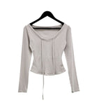 Hoodie Strap V-Neck Tee