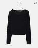 Fumo Snap Button Ribbed One-Off Shoulder Long Sleeve T-Shirt