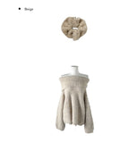 [Scrunchie Set] Nora Off-Shoulder Loose Knit