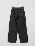 Teniki Stitch Raw Wide Denim Pants