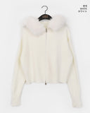 Waring Two Way Angel Fur Hood Knit Zip-up
