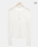 Pirun Tencel Layered Button Long Sleeve T-shirt
