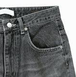 Grayish Vintage Damaged Denim Pants