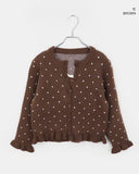 Kura Dot Sleeveless Frill Cardigan Set