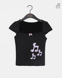 Jerrin Dot Ribbon Check Print Short Sleeve T-shirt