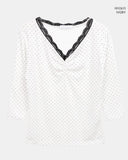 Herang Dot Lace Three Quarter Sleeve T-Shirt
