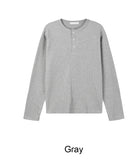 Tove Waffle Henley Neck Long Sleeve Tee
