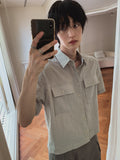 Robre double crop check short sleeve shirt