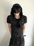 Pigment Short Sleeve Line Hood Zip-Up