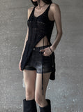 Studded Black Short Denim