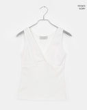Piyo V-neck Rib Lace Sleeveless Shirt
