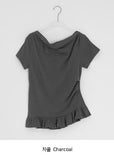 Shima Drape Frill Off-Shoulder Short Sleeve Tee