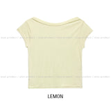 Sheer see-through boat neck cropped short sleeve