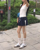 Raffen Banding Color Matching Ribbon Pocket Shorts