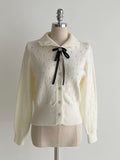 Reju Punching Collar Heart Button Knit Cardigan (Brooch Set)