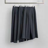 Hidden Banding Pin Tuck Long Wide Span Slacks Pants