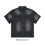 DENIM STUD HALF SHIRT
