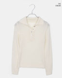 Bekil Henley Neck Collar Wool Long Sleeve Knit