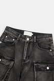 Three-pocket cut-out bermuda denim pants