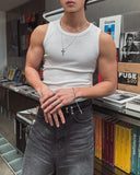 Pain Cut Ribbed Muscle Fit Sleeveless Top