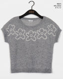 [Wool20] Lette Flower Layered Short-Sleeved Knitwear