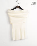 Tyson Pleated Off-Shoulder Wool Short-Sleeved Knitwear