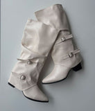 Unfold Leather Knee High Boots