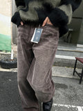 Cat washed corduroy pants