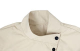 Newji Diagonal Button High-Neck Blouse Shirt